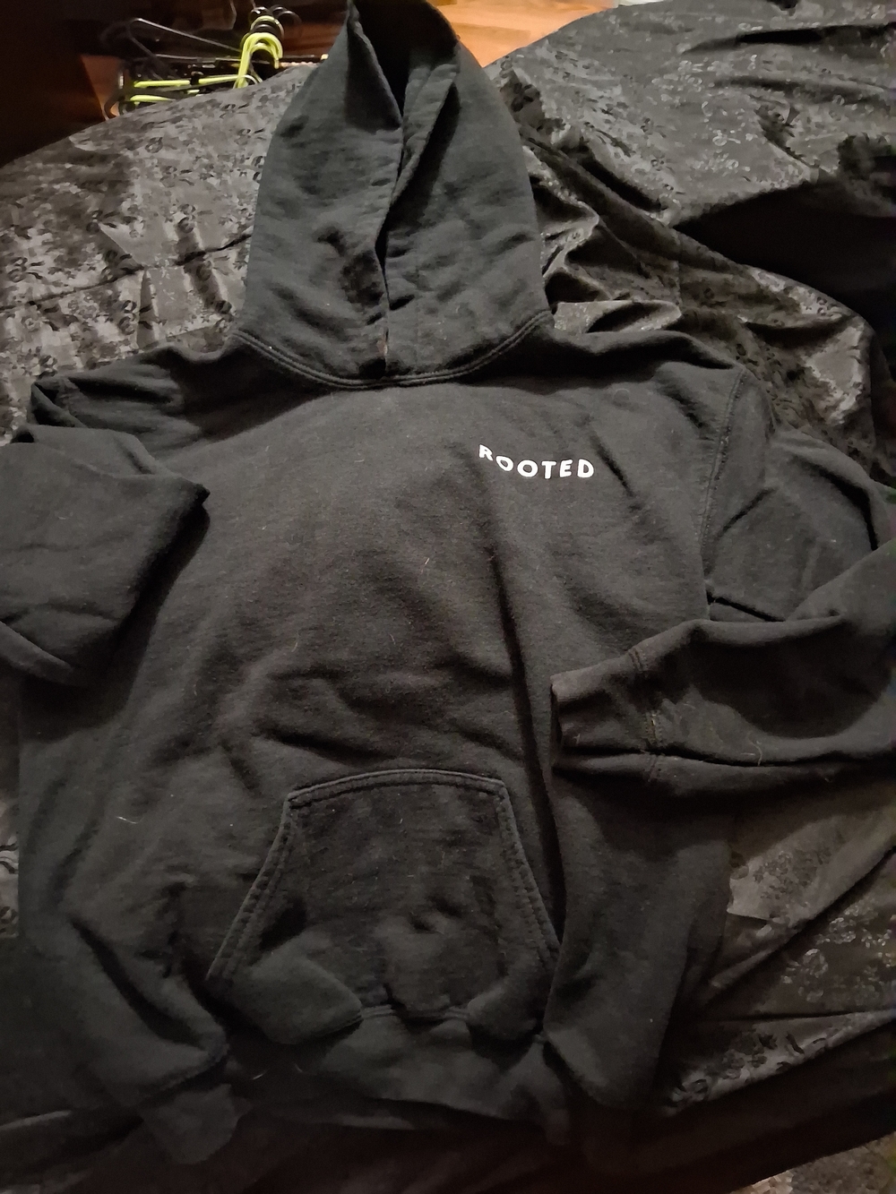 Gildan Black Hoodie with "ROOTED" Chest Print